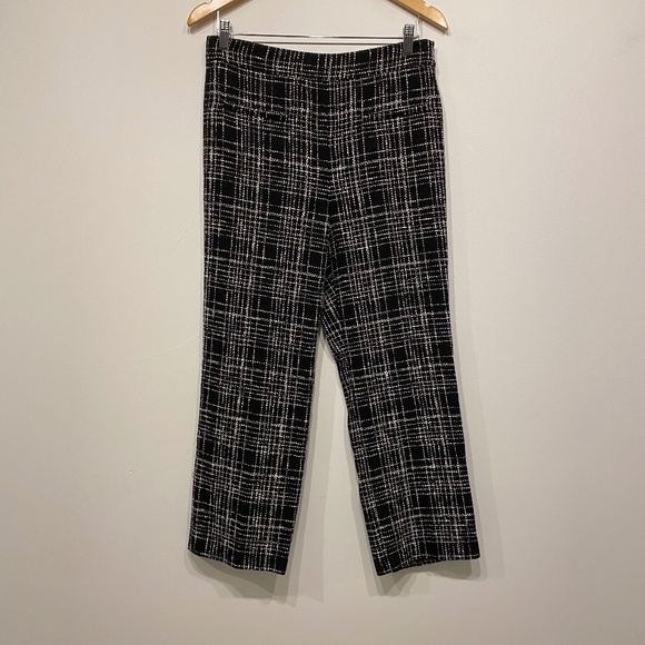 Zara Faux Tweed Black and White Straight Leg Dress Pants - Picture 1 of 5